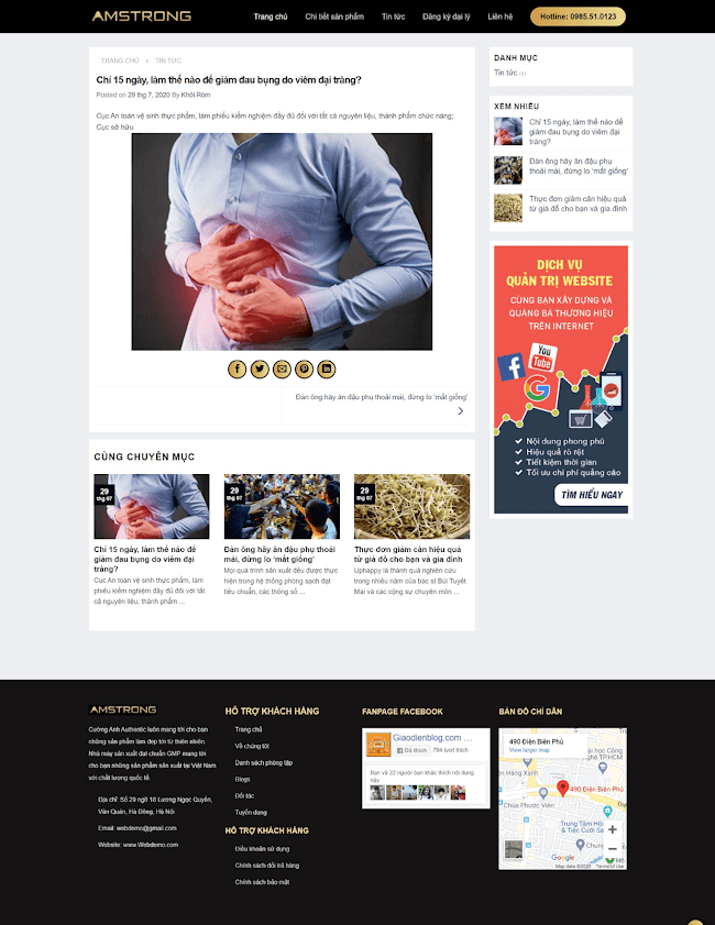 Giao diện web landing page thực phẩm chức năng